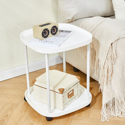 Table d'appoint carrée moderne minimaliste en plastique et acier titane à 2 niveaux pour salon 