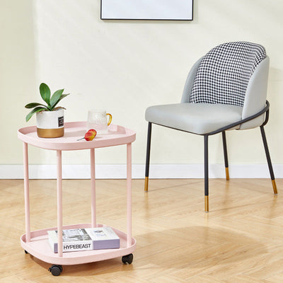 Table d'appoint carrée moderne minimaliste en plastique et acier titane à 2 niveaux pour salon 