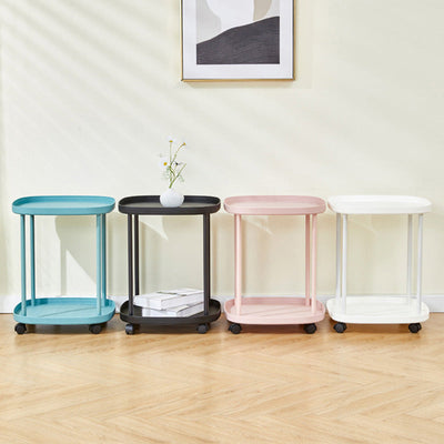 Table d'appoint carrée moderne minimaliste en plastique et acier titane à 2 niveaux pour salon 