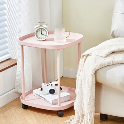 Table d'appoint carrée moderne minimaliste en plastique et acier titane à 2 niveaux pour salon 