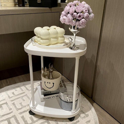 Table d'appoint carrée moderne minimaliste en plastique et acier titane à 2 niveaux pour salon 