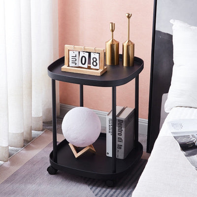 Table d'appoint carrée moderne minimaliste en plastique et acier titane à 2 niveaux pour salon 