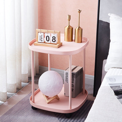 Table d'appoint carrée moderne minimaliste en plastique et acier titane à 2 niveaux pour salon 