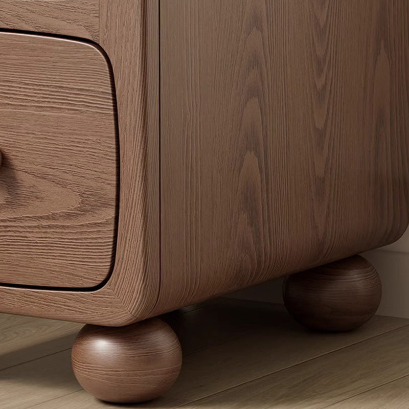 Table de nuit moderne en bois de caoutchouc carré de luxe avec panneau multi-1-tiroir pour chambre à coucher 