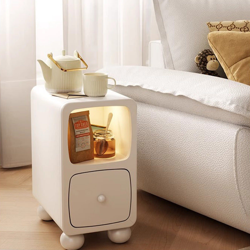 Table de nuit moderne en bois de caoutchouc carré de luxe avec panneau multi-1-tiroir pour chambre à coucher 