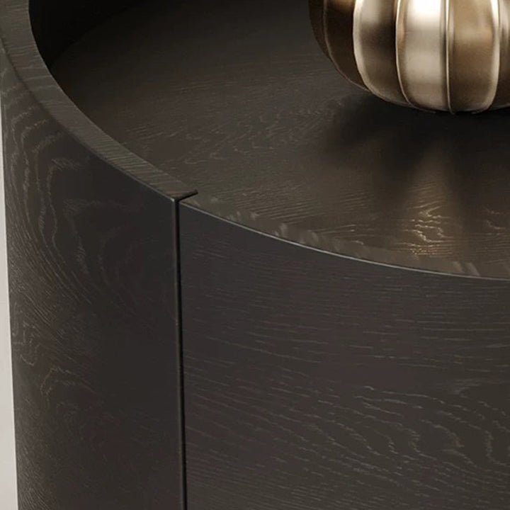 Table de chevet moderne minimaliste cylindre en bois massif avec panneau haute densité 1 tiroir pour chambre 