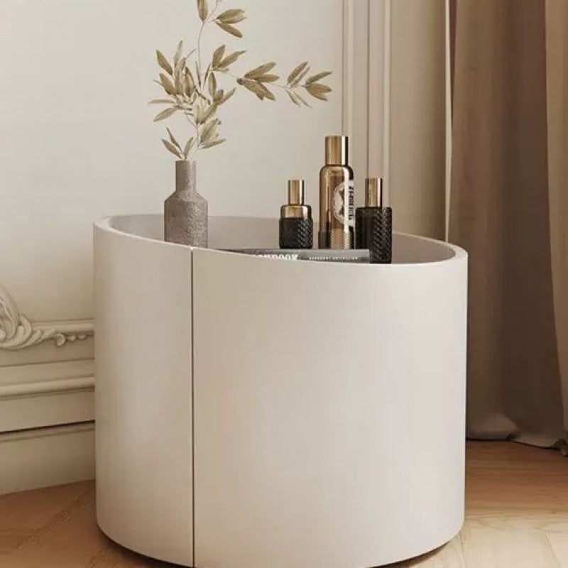 Table de chevet moderne minimaliste cylindre en bois massif avec panneau haute densité 1 tiroir pour chambre 