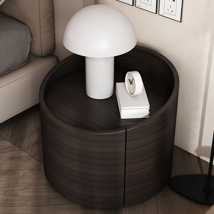 Table de chevet moderne minimaliste cylindre en bois massif avec panneau haute densité 1 tiroir pour chambre 