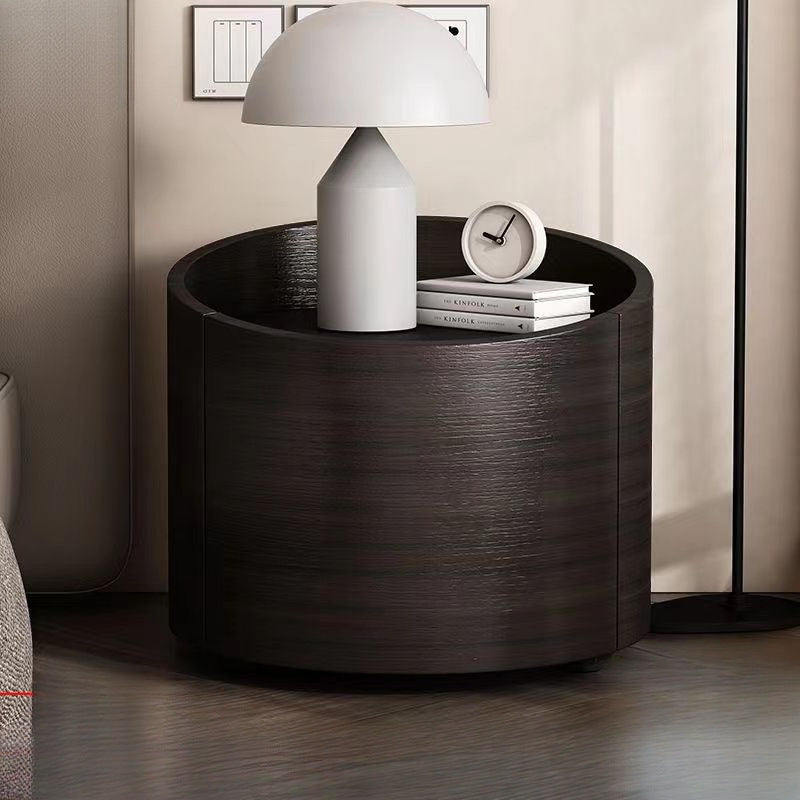 Table de chevet moderne minimaliste cylindre en bois massif avec panneau haute densité 1 tiroir pour chambre 