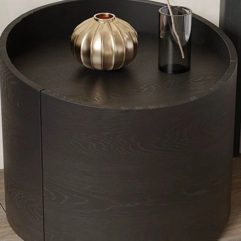 Table de chevet moderne minimaliste cylindre en bois massif avec panneau haute densité 1 tiroir pour chambre 