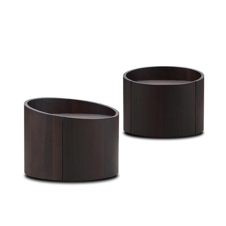 Table de chevet moderne minimaliste cylindre en bois massif avec panneau haute densité 1 tiroir pour chambre 