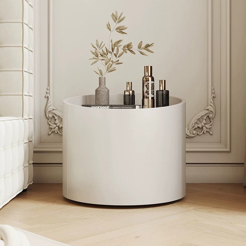 Table de chevet moderne minimaliste cylindre en bois massif avec panneau haute densité 1 tiroir pour chambre 