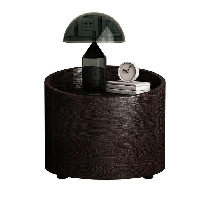 Table de chevet moderne minimaliste cylindre en bois massif avec panneau haute densité 1 tiroir pour chambre 