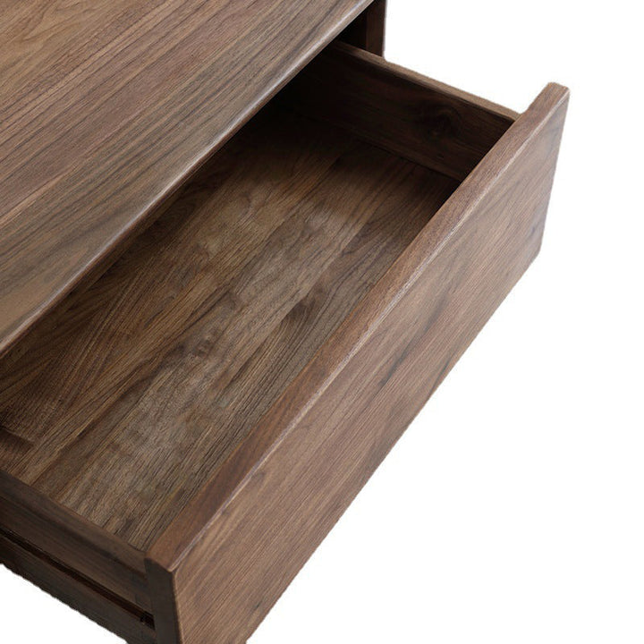 Modern Luxury Rectangular Black Walnut Paulownia Wood Nightstand 1-Drawer For Bedroom
