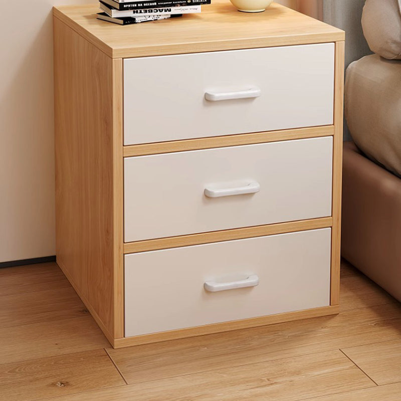 Table de nuit rectangulaire minimaliste moderne en bois massif avec 3 tiroirs pour chambre 