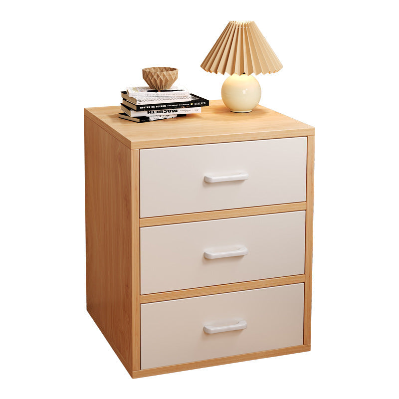 Table de nuit rectangulaire minimaliste moderne en bois massif avec 3 tiroirs pour chambre 