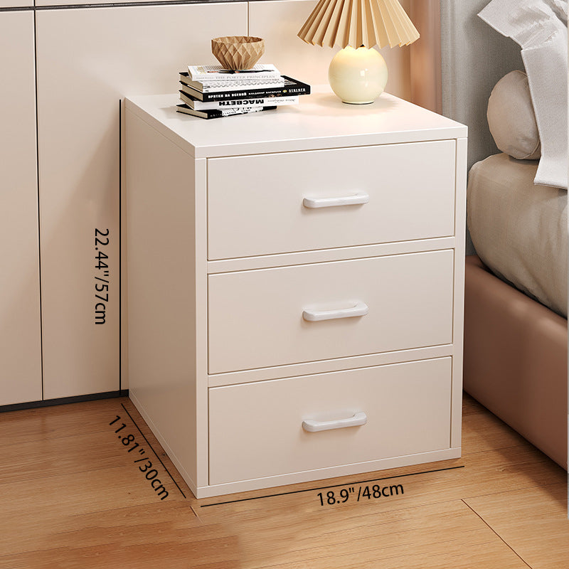 Table de nuit rectangulaire minimaliste moderne en bois massif avec 3 tiroirs pour chambre 
