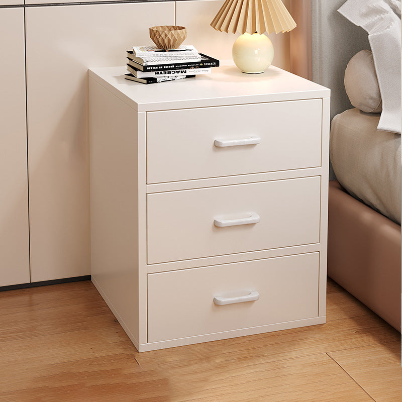 Table de nuit rectangulaire minimaliste moderne en bois massif avec 3 tiroirs pour chambre 