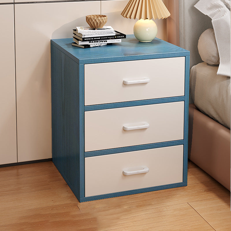Table de nuit rectangulaire minimaliste moderne en bois massif avec 3 tiroirs pour chambre 