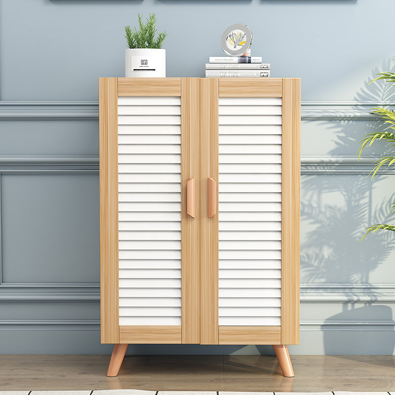 Contemporary Scandinavian Rectangular Eco-Friendly Engineered Wood Pine Core Panel Metal Shoe Storage 4-Tier For Entryways