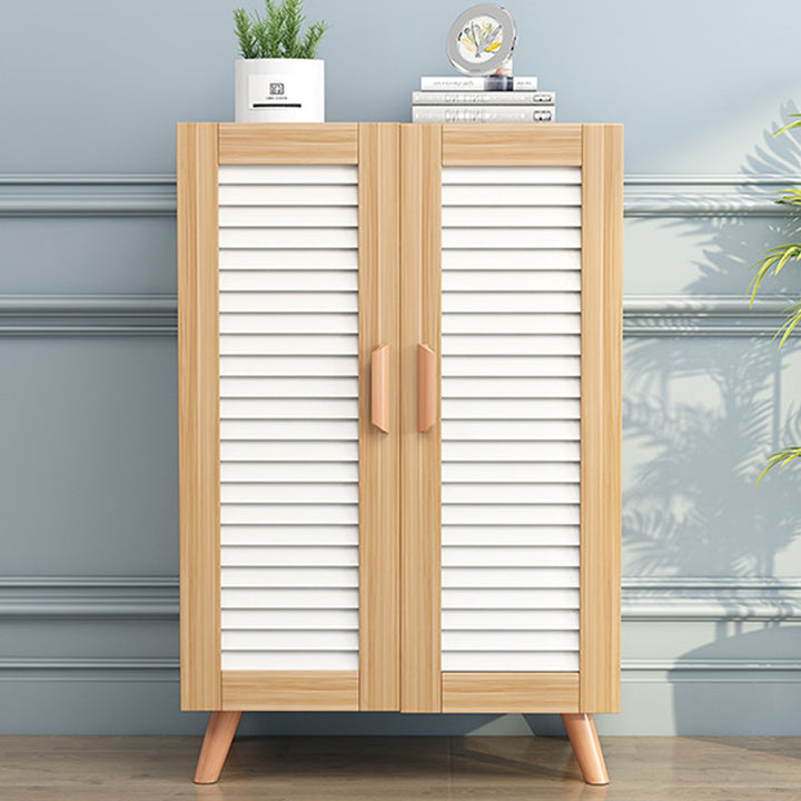 Contemporary Scandinavian Rectangular Eco-Friendly Engineered Wood Pine Core Panel Metal Shoe Storage 4-Tier For Entryways