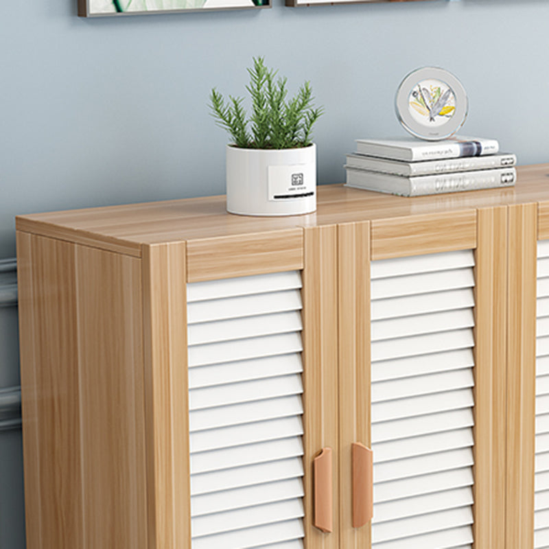 Contemporary Scandinavian Rectangular Eco-Friendly Engineered Wood Pine Core Panel Metal Shoe Storage 4-Tier For Entryways