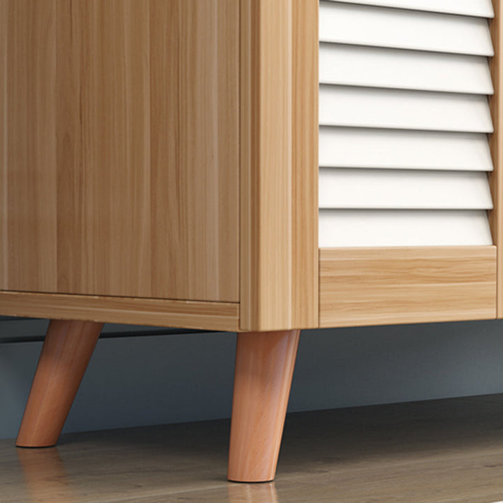 Contemporary Scandinavian Rectangular Eco-Friendly Engineered Wood Pine Core Panel Metal Shoe Storage 4-Tier For Entryways