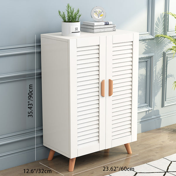 Contemporary Scandinavian Rectangular Eco-Friendly Engineered Wood Pine Core Panel Metal Shoe Storage 4-Tier For Entryways
