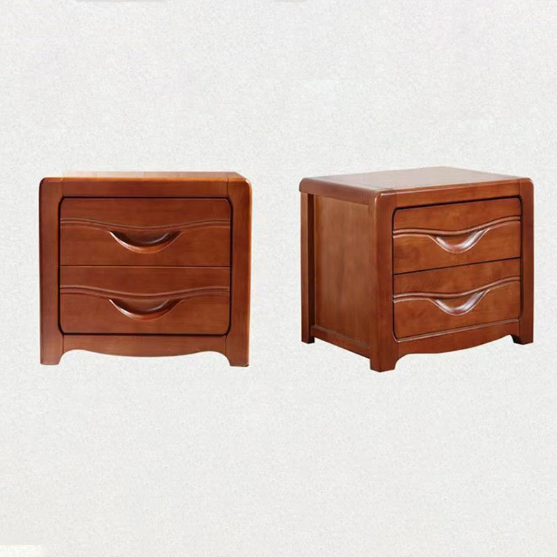 Table de nuit carrée minimaliste moderne en bois massif avec 2 tiroirs pour chambre 