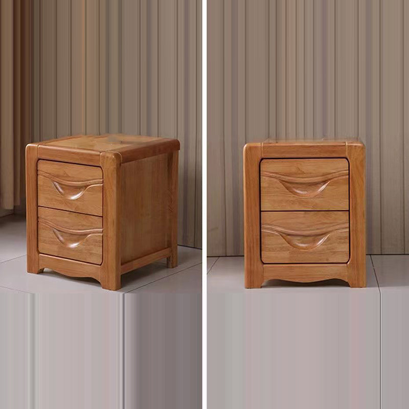 Table de nuit carrée minimaliste moderne en bois massif avec 2 tiroirs pour chambre 