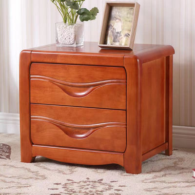 Table de nuit carrée minimaliste moderne en bois massif avec 2 tiroirs pour chambre 