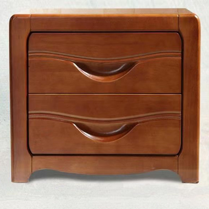 Table de nuit carrée minimaliste moderne en bois massif avec 2 tiroirs pour chambre 