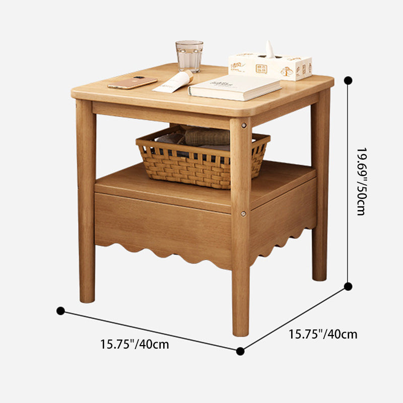 Table de chevet carrée minimaliste moderne en bois massif 1 étagère pour chambre 