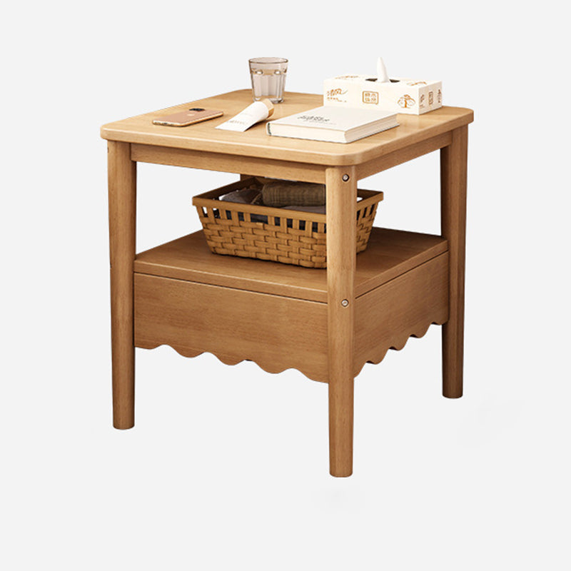 Table de chevet carrée minimaliste moderne en bois massif 1 étagère pour chambre 