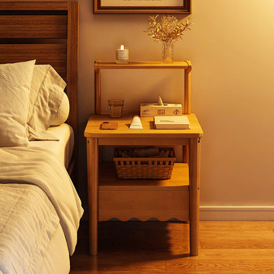 Table de chevet carrée minimaliste moderne en bois massif 1 étagère pour chambre 