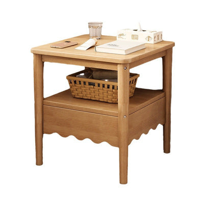 Table de chevet carrée minimaliste moderne en bois massif 1 étagère pour chambre 