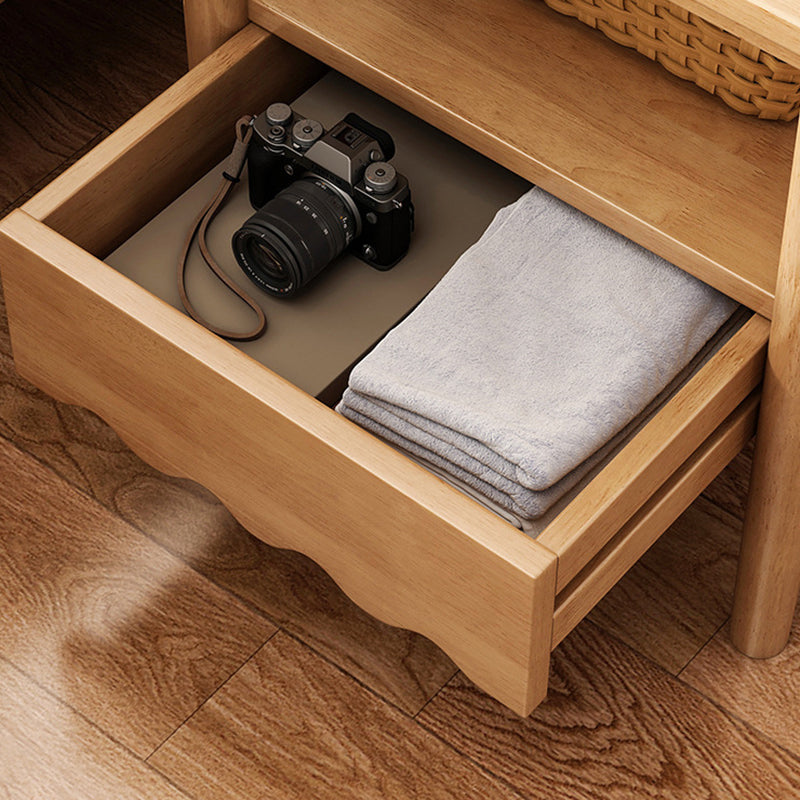 Table de chevet carrée minimaliste moderne en bois massif 1 étagère pour chambre 