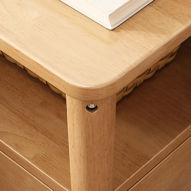 Table de chevet carrée minimaliste moderne en bois massif 1 étagère pour chambre 