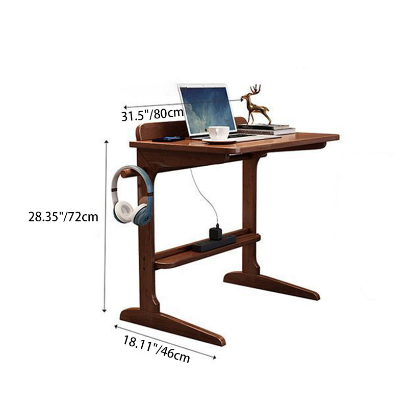 Bureau rectangulaire minimaliste moderne en bois massif à 2 pieds pour bureau à domicile 