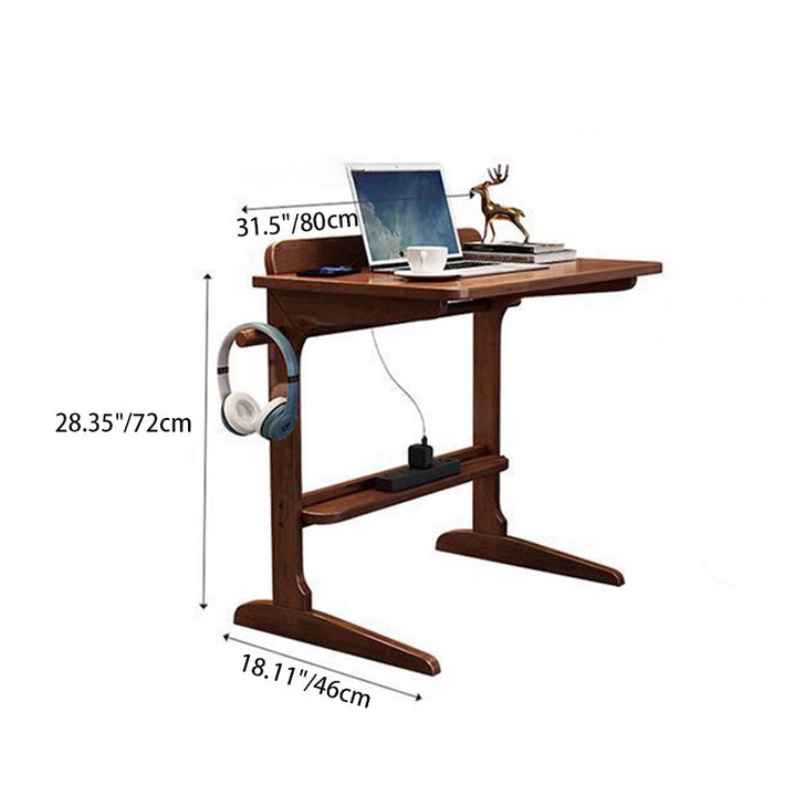 Bureau rectangulaire minimaliste moderne en bois massif à 2 pieds pour bureau à domicile 
