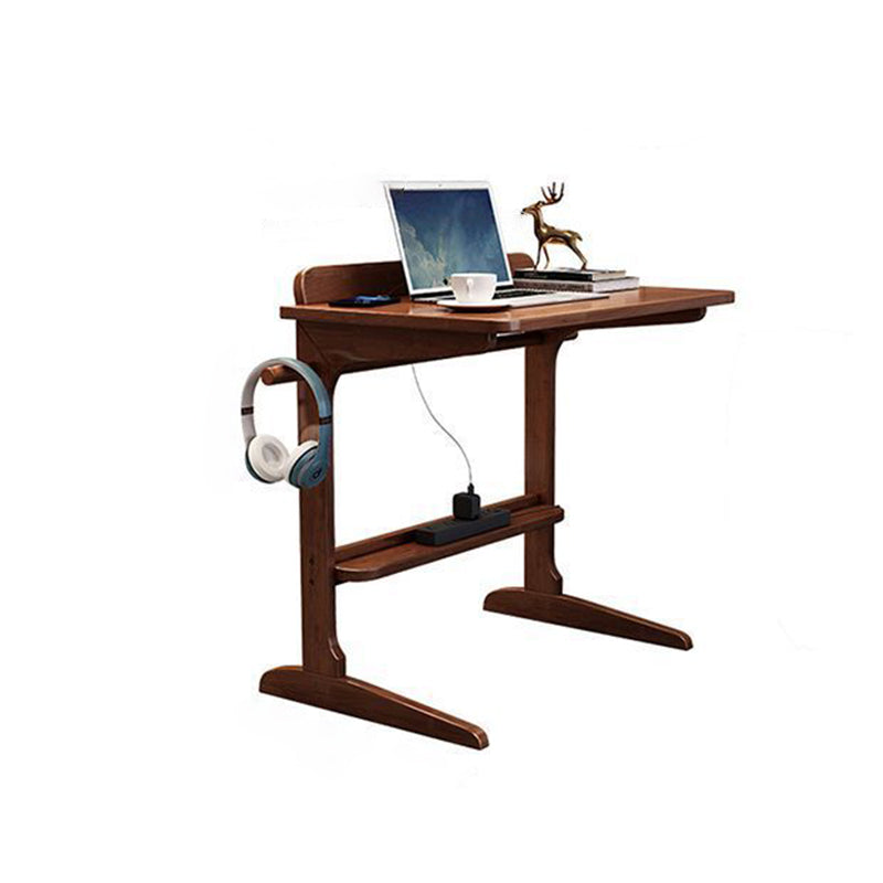 Bureau rectangulaire minimaliste moderne en bois massif à 2 pieds pour bureau à domicile 