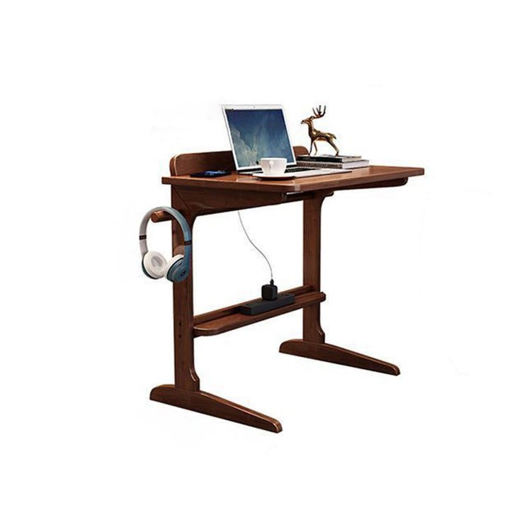 Bureau rectangulaire minimaliste moderne en bois massif à 2 pieds pour bureau à domicile 