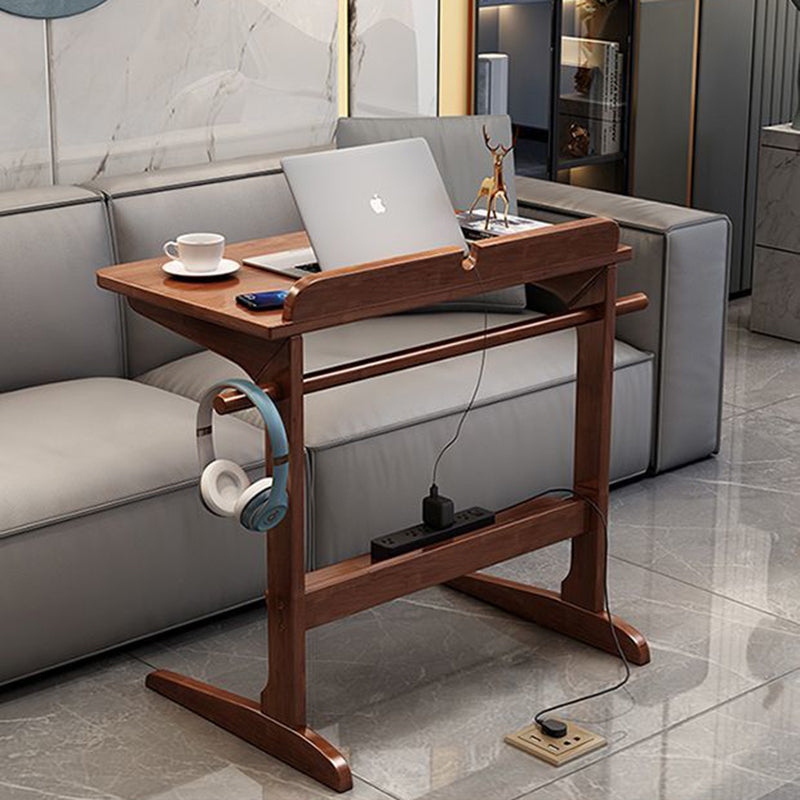 Bureau rectangulaire minimaliste moderne en bois massif à 2 pieds pour bureau à domicile 