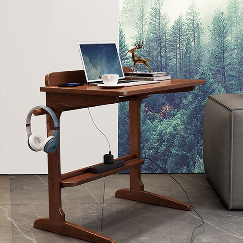 Bureau rectangulaire minimaliste moderne en bois massif à 2 pieds pour bureau à domicile 