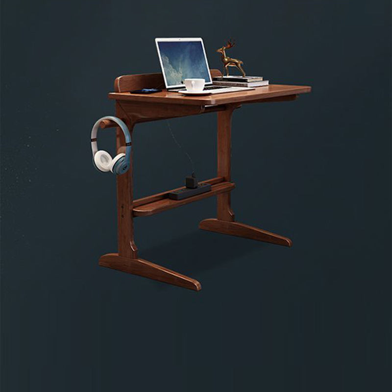 Bureau rectangulaire minimaliste moderne en bois massif à 2 pieds pour bureau à domicile 