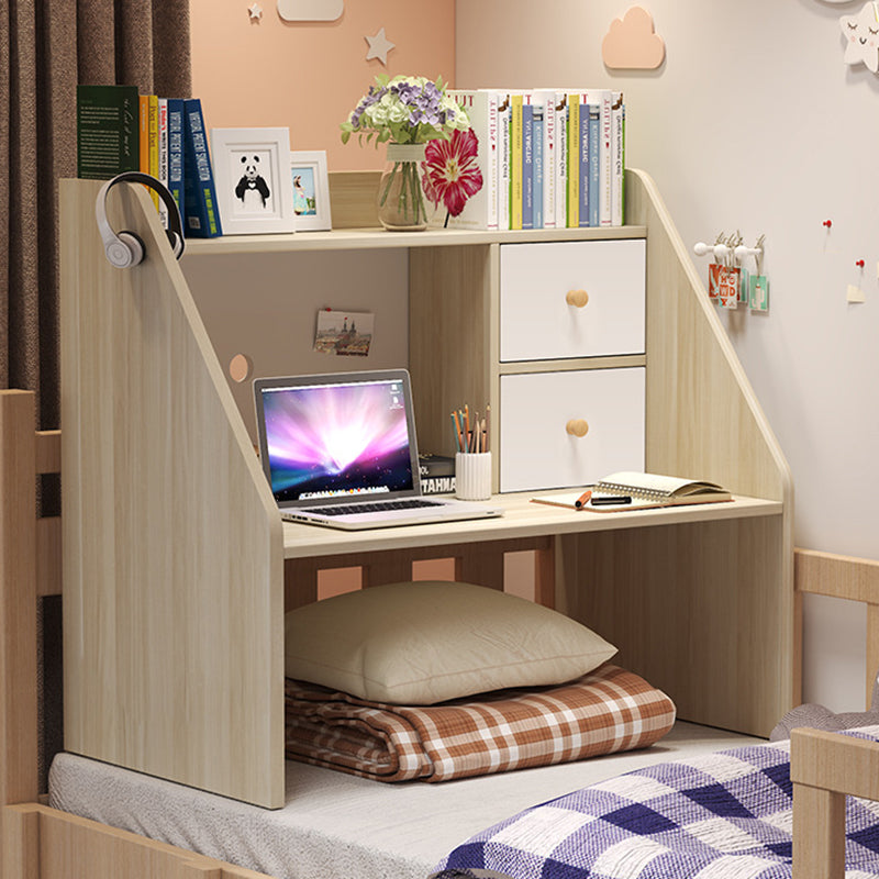 Bureau rectangulaire minimaliste moderne en bois massif avec 1 étagère pour bureau à domicile 