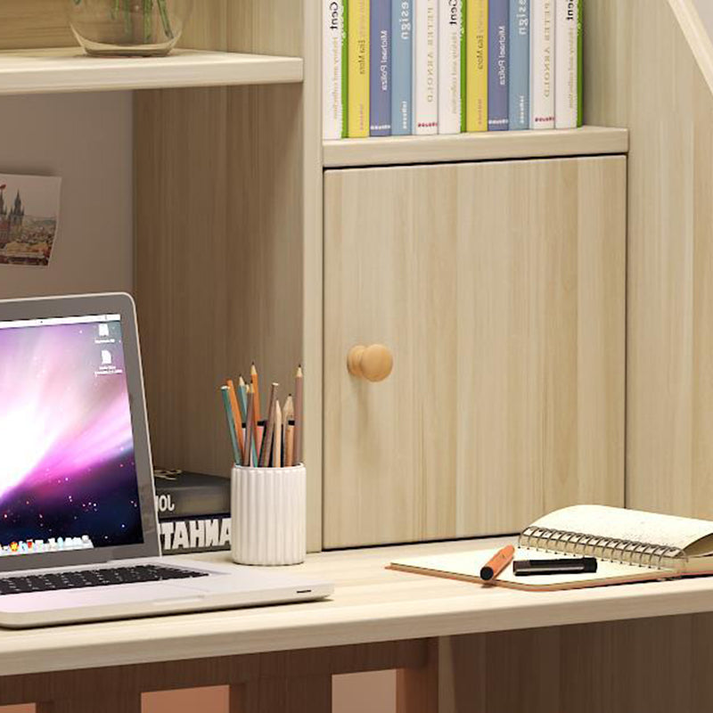 Bureau rectangulaire minimaliste moderne en bois massif avec 1 étagère pour bureau à domicile 