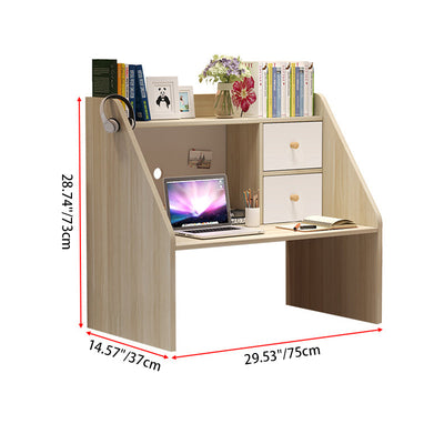 Bureau rectangulaire minimaliste moderne en bois massif avec 1 étagère pour bureau à domicile 