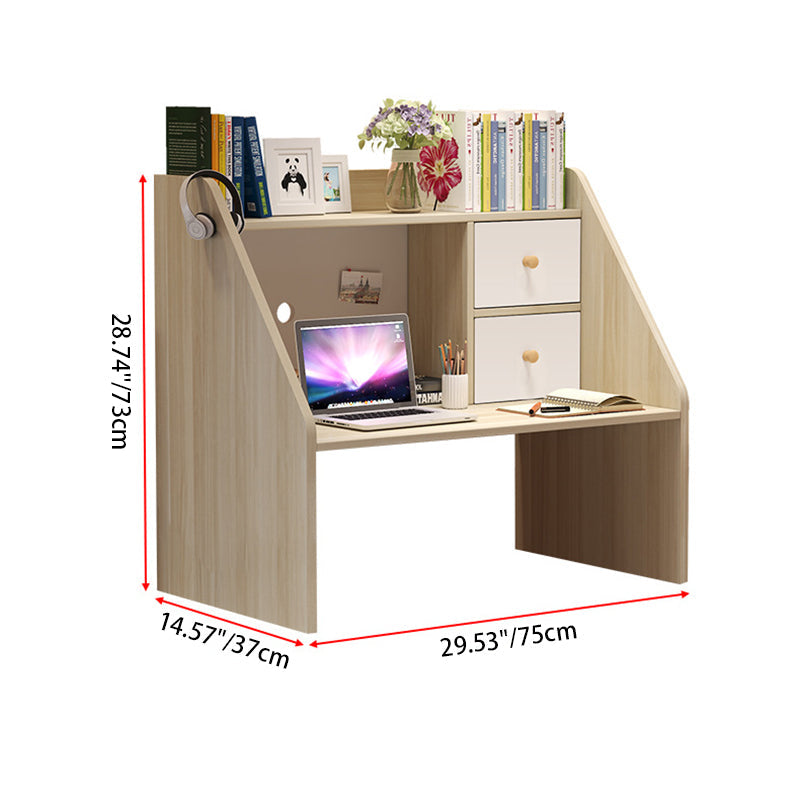 Bureau rectangulaire minimaliste moderne en bois massif avec 1 étagère pour bureau à domicile 