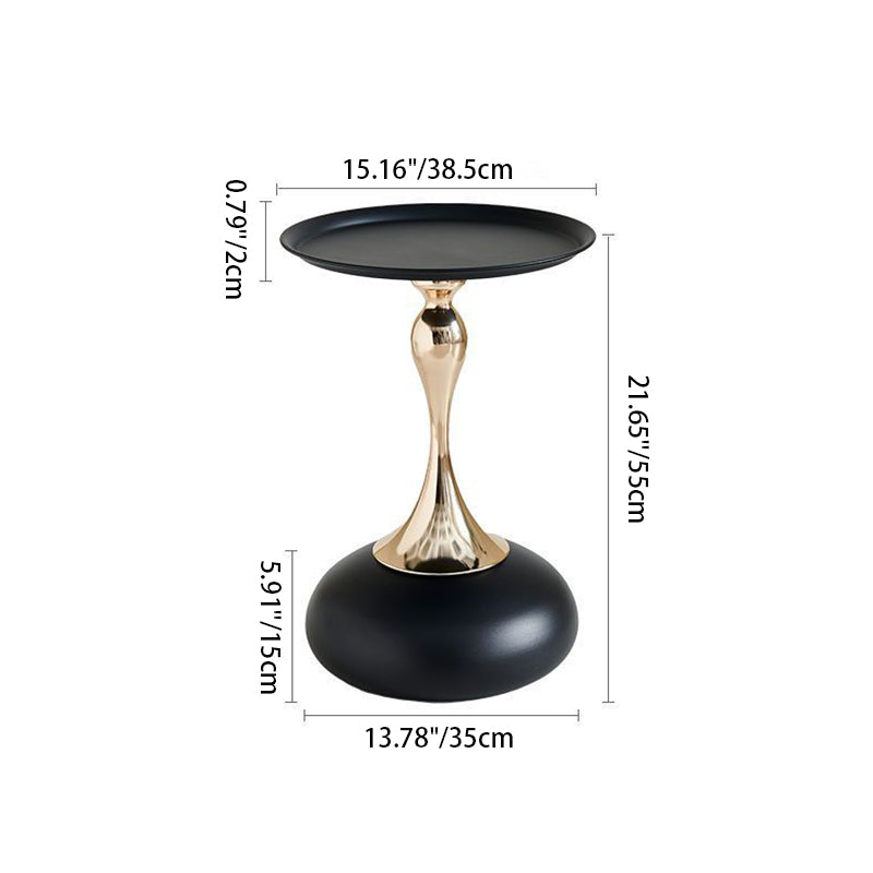 Mesa de café redonda contemporánea escandinava de acero al carbono electrochapado en oro para sala de estar 